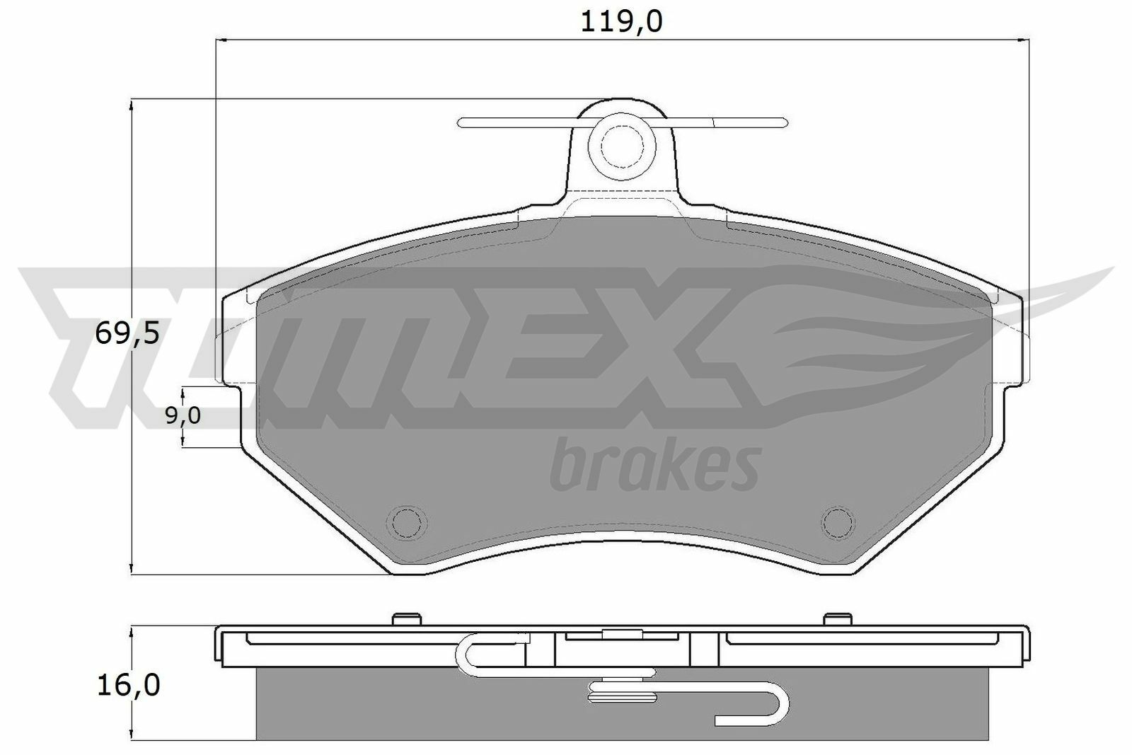 Sada brzdových destiček, kotoučová brzda TOMEX Brakes